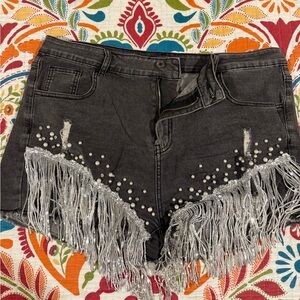 Grey/Black Jean Shorts w/ Personality